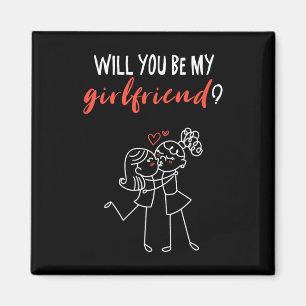 Will You Be My Girlfriend I Love You Valentin  Magnet