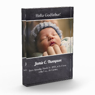 Will you be my Godfather Baby photo birth details Block