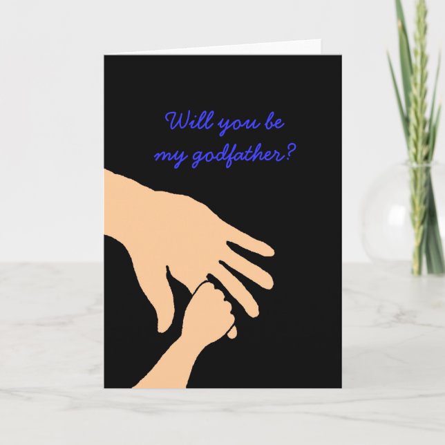 will you be my godfather card in blue (Front)