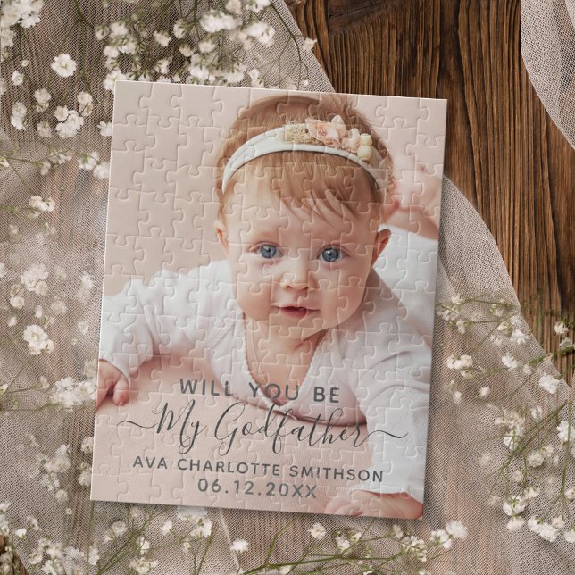 Will You Be My Godfather Classy Personalized Photo Jigsaw Puzzle (Creator Uploaded)