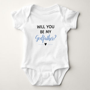 Will You Be My Godfather Cute Boy Blue Baptism Baby Bodysuit