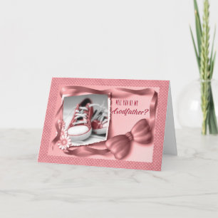 Will You Be My Godfather in Pink Polka Dots Invitation