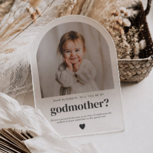 Will You Be My Godmother Arch Photo Proposal Acrylic Invitations
