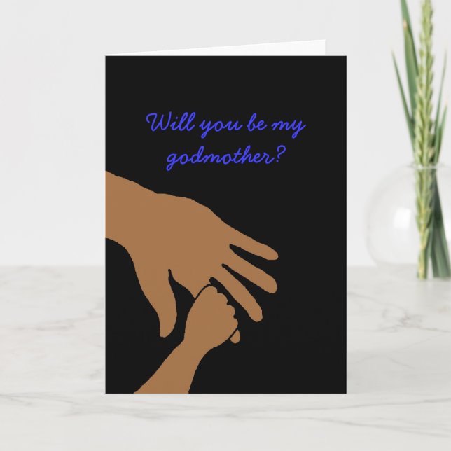 will you be my godmother in blue card ethnic (Front)