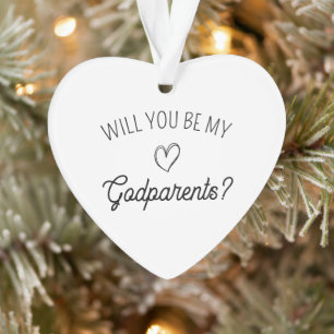Will You Be My Godparents? Chic heart First Family Ornament