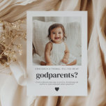 Will You Be My Godparents Photo Proposal Invitation<br><div class="desc">Looking for a sweet and meaningful way to ask a loved one to be your baby's Godparents? This modern, minimalist card is the perfect way to pop the question! Whether you're asking a family member or close friends, this template helps you create a heartfelt moment that they'll treasure forever, along...</div>
