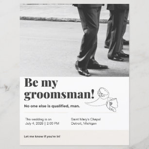 Will You Be My Groomsman 8.5" x 11" Paper Sheet