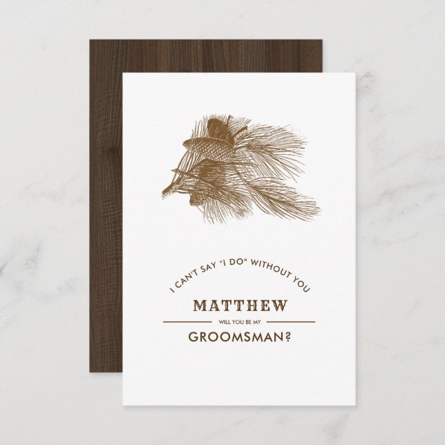 Will you be my Groomsman? Barn Wood Rustic Invitation (Front/Back)