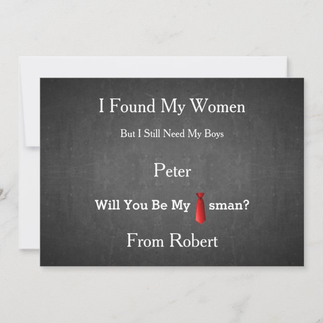 Will You Be My Groomsman Black Chalk Board Red Tie Invitation (Front)