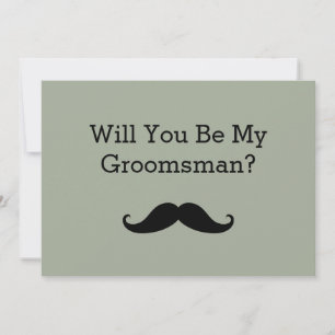 Will You Be My Groomsman Black Moustache Invitation