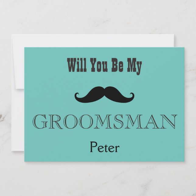 Will You Be My Groomsman Black Moustache Invitation (Front)