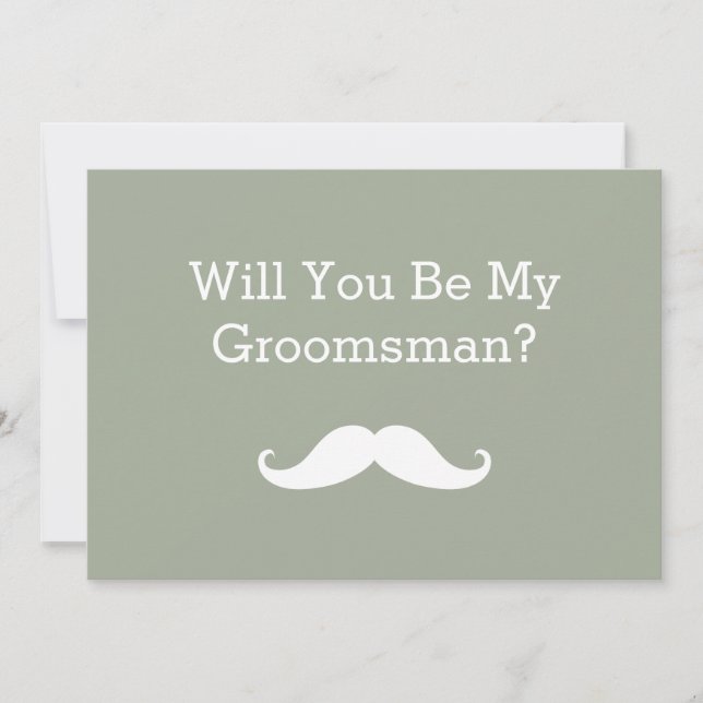 Will You Be My Groomsman Black Moustache Invitation (Front)