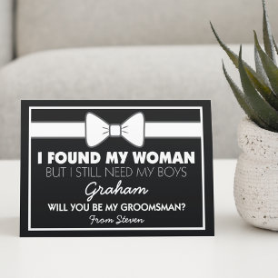 Will You Be My Groomsman Black/White Bow Tie Invitation