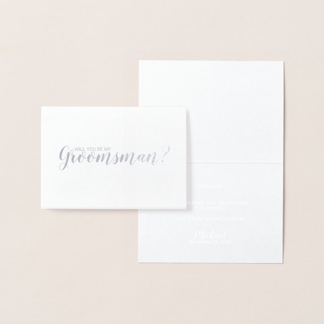 Will You Be My Groomsman? Elegant Silver Foil Card (Display)