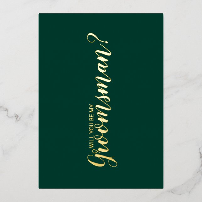 Will You Be My Groomsman? Emerald and Gold (Front)