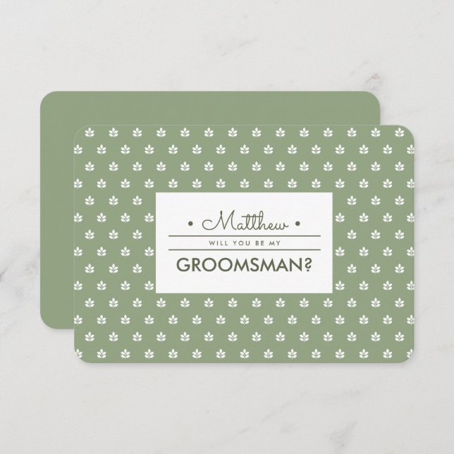 Will you be my Groomsman? Green White Branches Invitation (Front/Back)