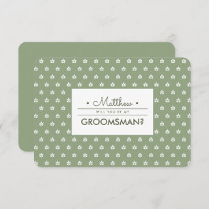 Will you be my Groomsman? Green White Branches Invitation