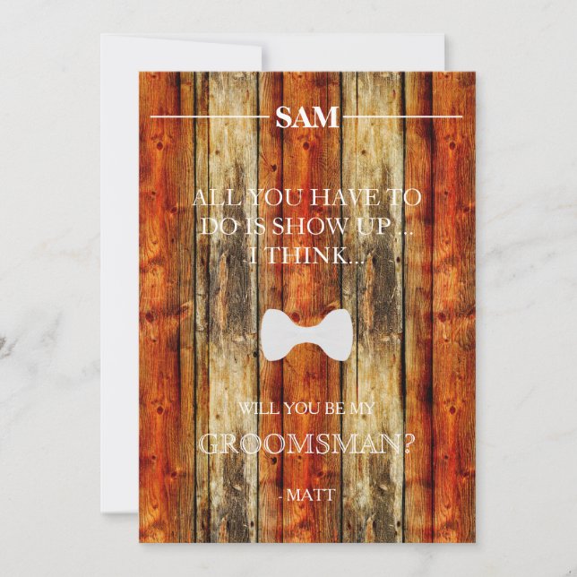 Will  You  Be My Groomsman? Invitation (Front)