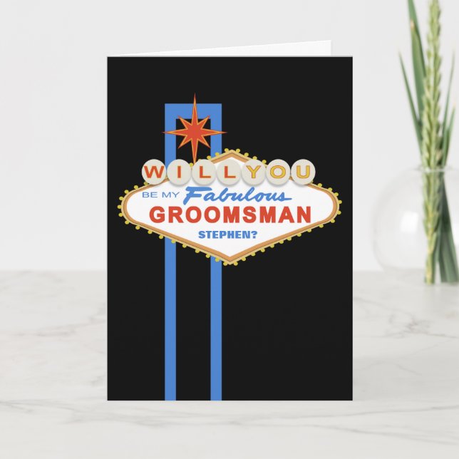 Will You Be My Groomsman Las Vegas Sign Card (Front)