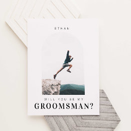 Will you be my Groomsman Minimal Photo Modern Arch Postcard