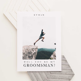 Will you be my Groomsman Minimalist Photo Modern Postcard
