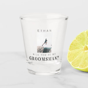 Will you be my Groomsman Minimalist Photo Modern  Shot Glass