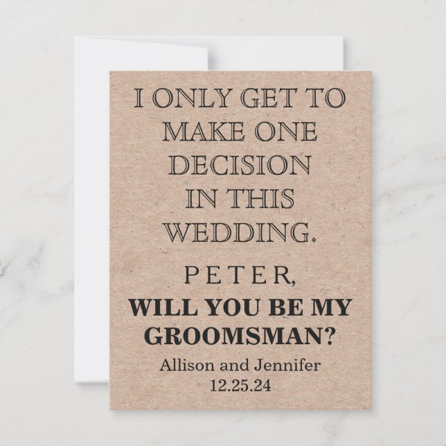Will you be my Groomsman? Personalized Invitation (Front)