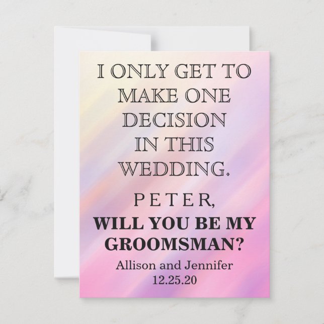 Will you be my Groomsman? Personalized Invitation (Front)
