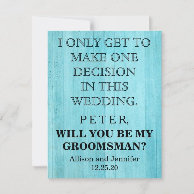 Will you be my Groomsman? Personalized Invitation (Front)
