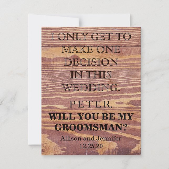 Will you be my Groomsman? Personalized Invitation (Front)