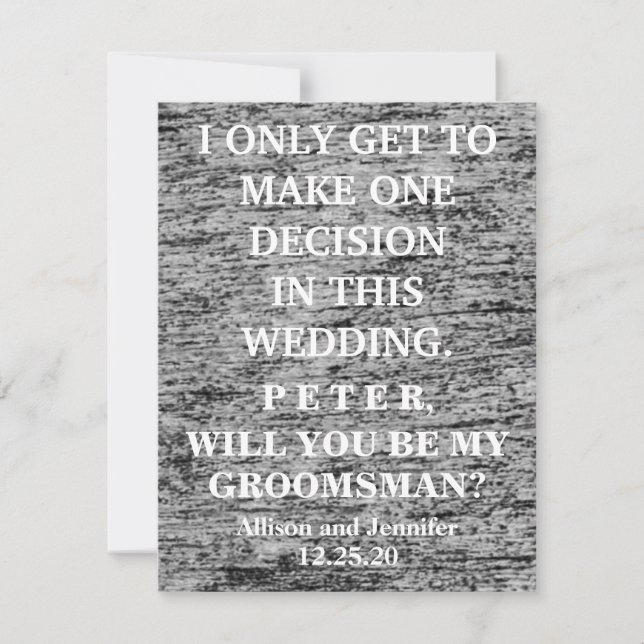 Will you be my Groomsman? Personalized Invitation (Front)