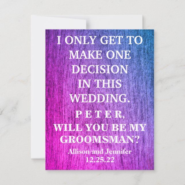 Will you be my Groomsman? Personalized Invitation (Front)