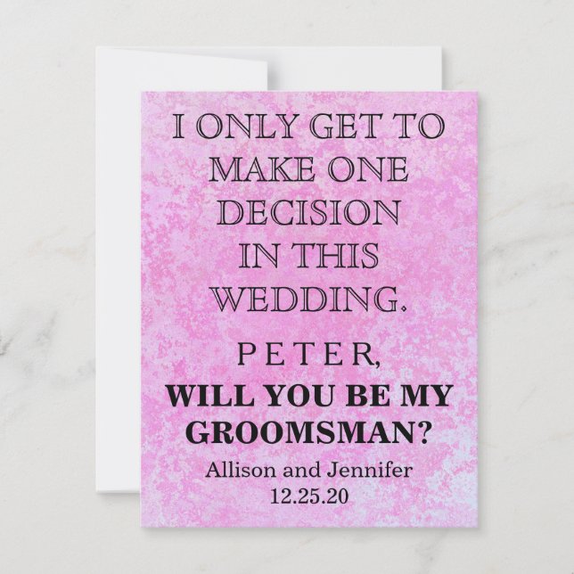 Will you be my Groomsman? Personalized Invitation (Front)