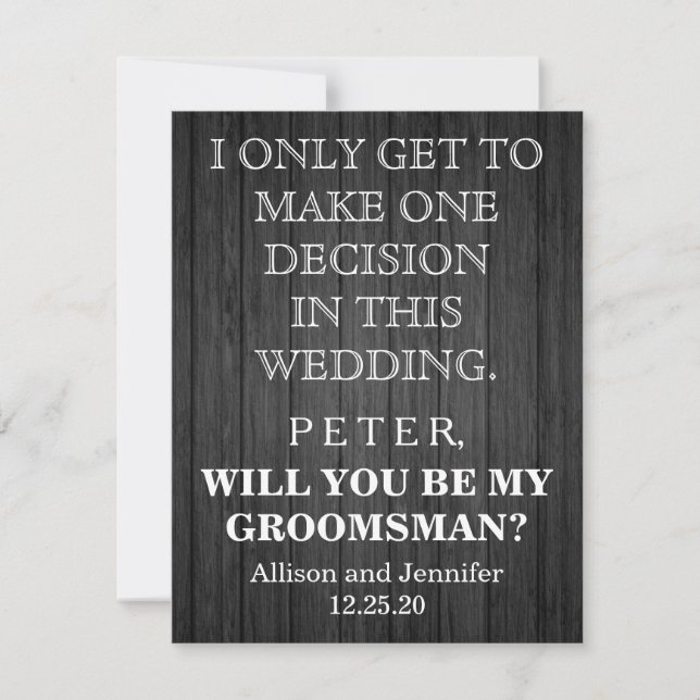 Will you be my Groomsman? Personalized Invitation (Front)