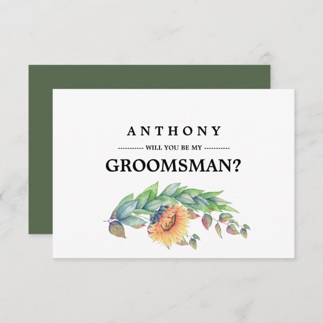 Will you be my Groomsman? Rustic Sunflowers Invitation (Front/Back)