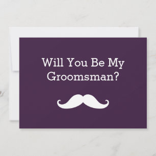 Will You Be My Groomsman White Moustache Invitatio Invitation