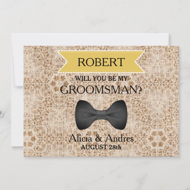 Will you be my Groomsman? with Bow Invitation (Front)