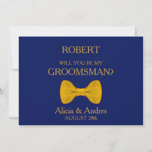 Will you be my Groomsman? with Gold Bow Invitation