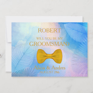 Will you be my Groomsman? with Gold Bow Invitation