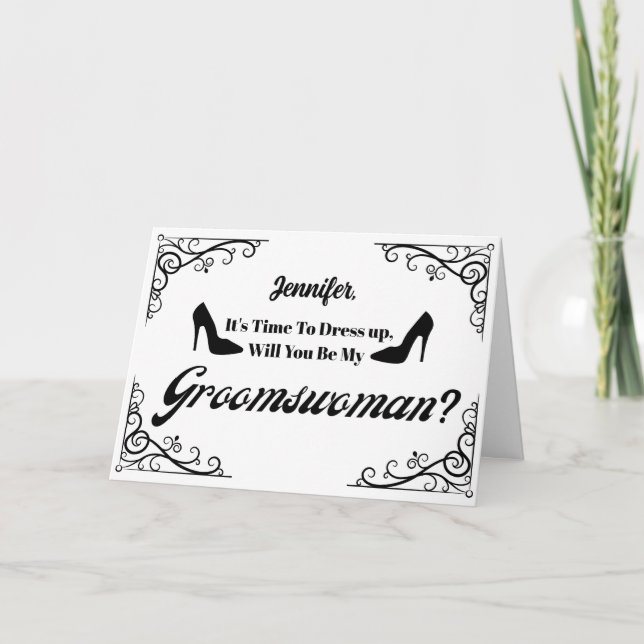 will you be my groomswoman retro chic proposal  invitation (Front)