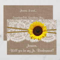 Will You Be My Jr. Bridesmaid? Rustic Sunflower
