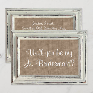 Will You Be My Jr. Bridesmaid - Rustic White Frame Invitation