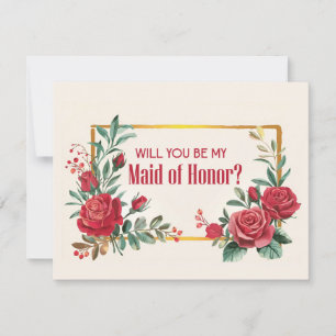 Will You be my Maid of Honor Flat Greeting Card