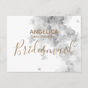 Will you be my Maid of Honor Watercolour Floral Invitation Postcard