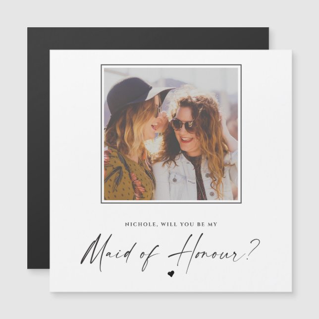 Will You Be My Maid of Honor Wedding Photo Magnet (Front/Back)