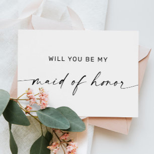 Will You Be My Maid of Honour   Black & White Postcard