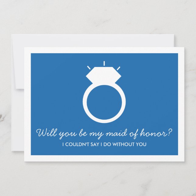 Will You Be My Maid Of Honour? Blue Ring Card (Front)