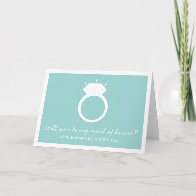 Will You Be My Maid Of Honour? Blue Ring Card (Front)