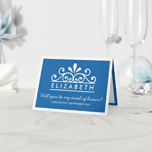 Will You Be My Maid Of Honour? Blue Tiara Card