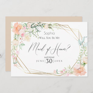 Will You Be My Maid of Honour Blush Spring Flowers Invitation